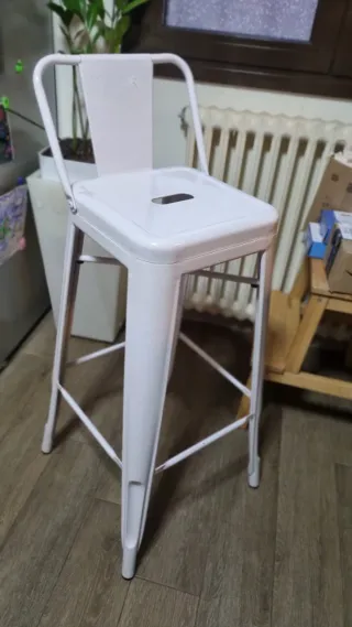 Taburete alto metálico blanco 72cm