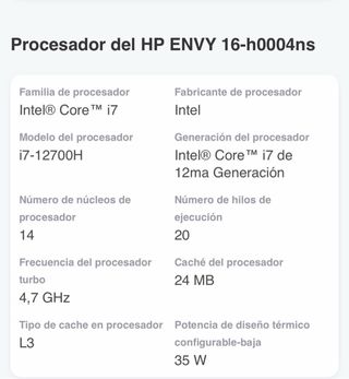 Portátil HP ENVY 16-h0004ns, Intel i7-12700H
