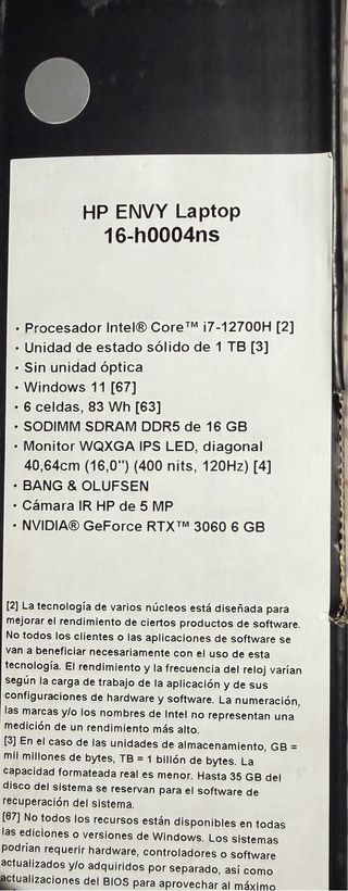 Portátil HP ENVY 16-h0004ns, Intel i7-12700H