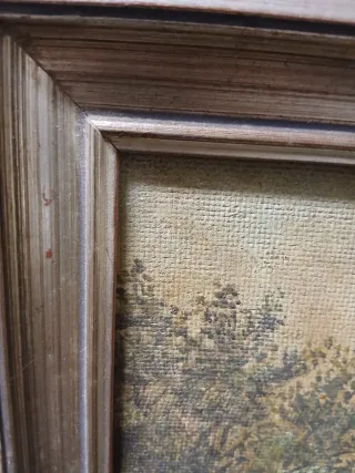 Quadro paesaggio con casa e albero