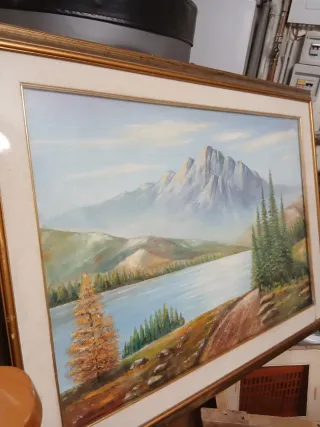 Quadro paesaggio montano lago