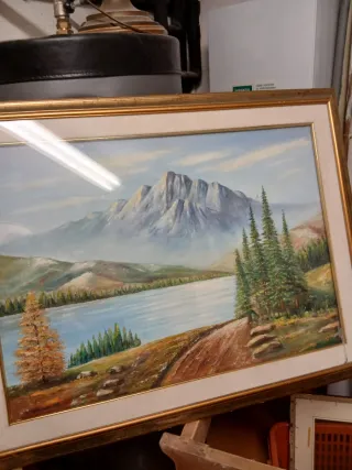 Quadro paesaggio montano lago