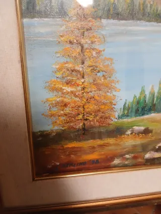 Quadro paesaggio montano lago