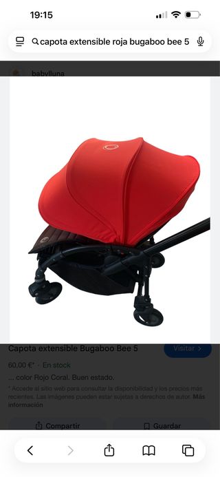 Capota extensible Bugaboo Bee 5 Roja