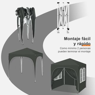 CARPAS PLEGABLES GRISES 2X2 CON PAREDES-NUEVAS