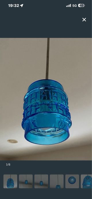 Lámpara de techo vintage azul cristal