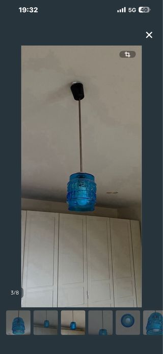 Lámpara de techo vintage azul cristal