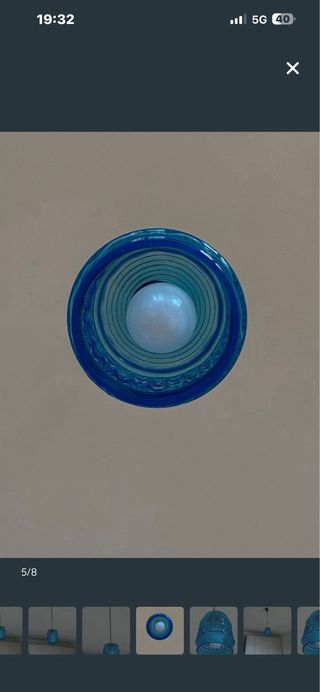 Lámpara de techo vintage azul cristal