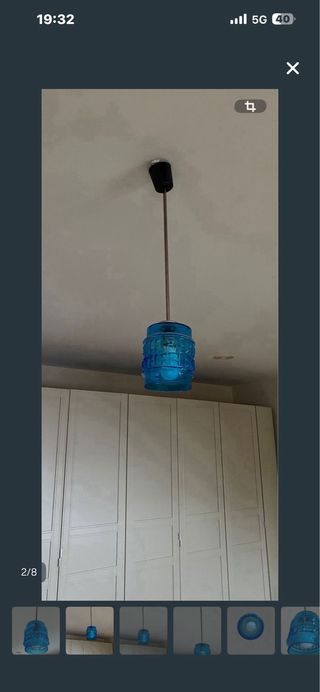 Lámpara de techo vintage azul cristal