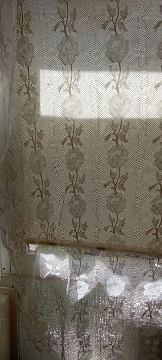 Colcha antigua ganchillo rosas blanco