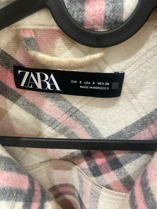 Sobrecamisa Zara cuadros rosa y negro Talla M