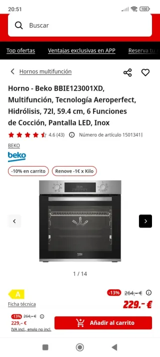 Horno Beko Multifunción Esta nuevo