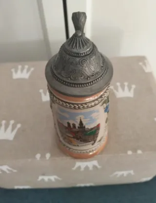 Jarra cerveza antigua alemana decorada