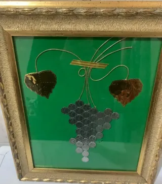 Grappolo d'uva in Monete Lire 50 e Foglie Oro