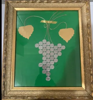 Grappolo d'uva in Monete Lire 50 e Foglie Oro