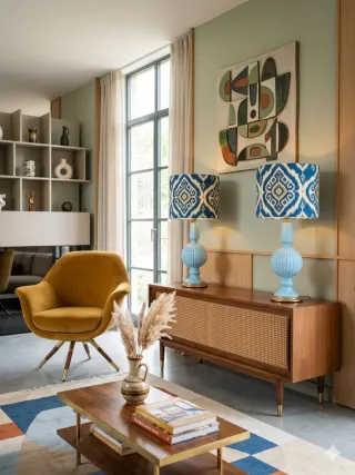 Pareja Lámparas Cerámica Manises Azul Celeste