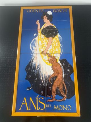 Cartel Antiguo de azulejos " Anís del mono"
