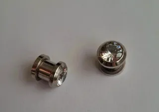 Pendientes dilatación acero plata y brillante 8mm