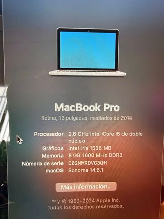 MacBook Pro Apple Plata 128gb