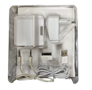 Base cargador iphone 30 pines + cable + jack 3.5mm