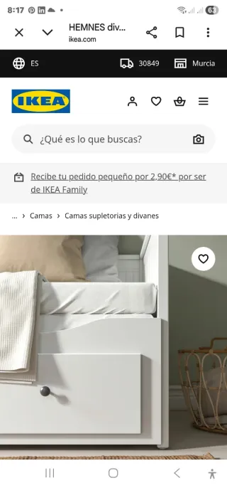Diván IKEA HEMNES con cajones