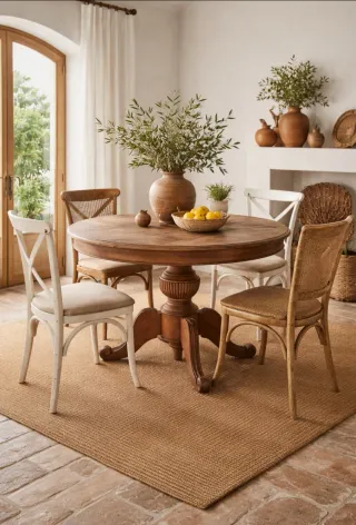 Mesa redonda madera maciza teca