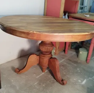 Mesa redonda madera maciza teca