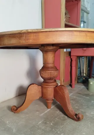 Mesa redonda madera maciza teca