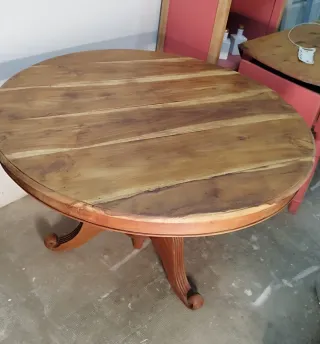 Mesa redonda madera maciza teca