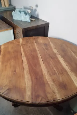 Mesa redonda madera maciza teca