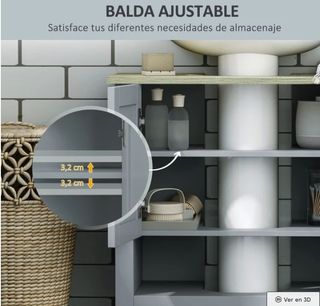 Mueble bajo lavabo gris y madera