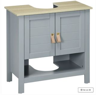 Mueble bajo lavabo gris y madera