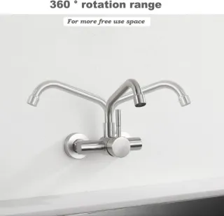 Rubinetto da cucina a parete in acciaio inox nuovo