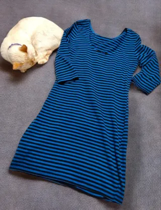 Vestido vintage rayas azul y negro
