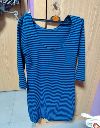 Vestido vintage rayas azul y negro