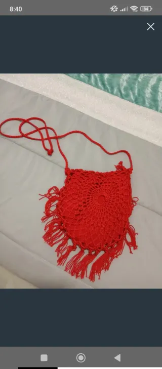 Bolso Flamenca Crochet Rojo