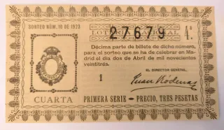 Décimo Lotería Nacional 1923
