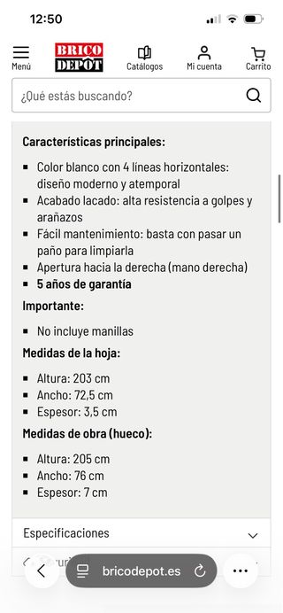 Puerta Interior Brico Depot Blanca