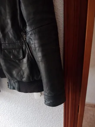 Chaqueta Piel Hugo Boss Negra