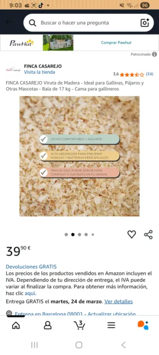 Lecho de madera para animales