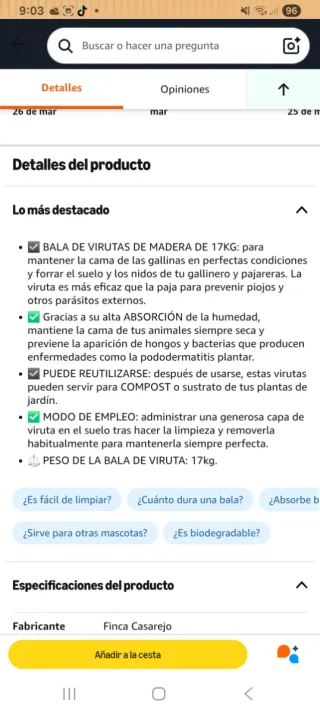 Lecho de madera para animales