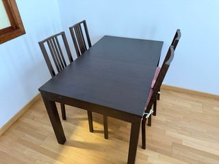 Tavolo da pranzo in legno con 4 sedie