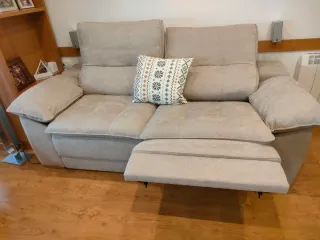 Conjunto 2 sofás tela beige