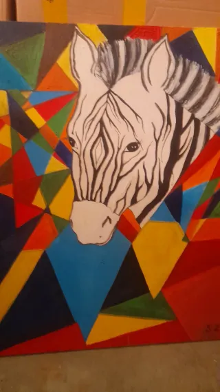 Cuadro Cebra Abstracto Multicolor