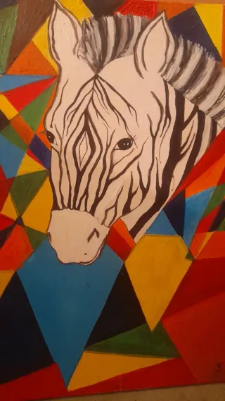 Cuadro Cebra Abstracto Multicolor