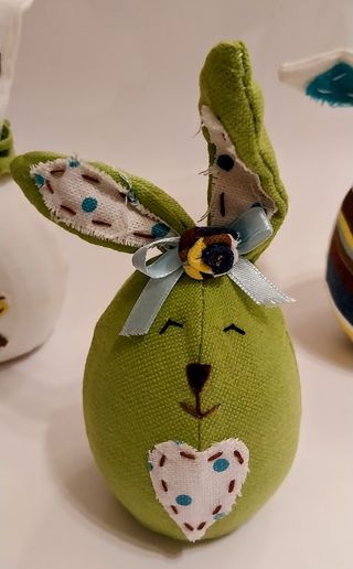 3 coniglietti decorazioni pasquali stoffa