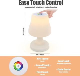 LAMPARA DE MESA LED RECARGABLE TACTIL  RGB