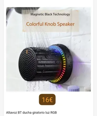 Altavoz BT Ducha Giratorio Luz RGB
