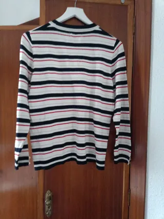 Jersey rayas blanco, negro y rosa