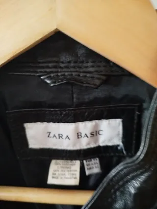 Cazadora de cuero Zara Negra Talla XL